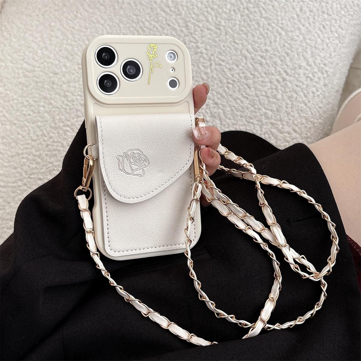 

Crossbody Necklace Leather Silicone Phone Case for IPhone 11 12 13 14 15 16 17 Pro Max 16 Plus Wallet Card Holder Slot Cover iPhone 13 Pro