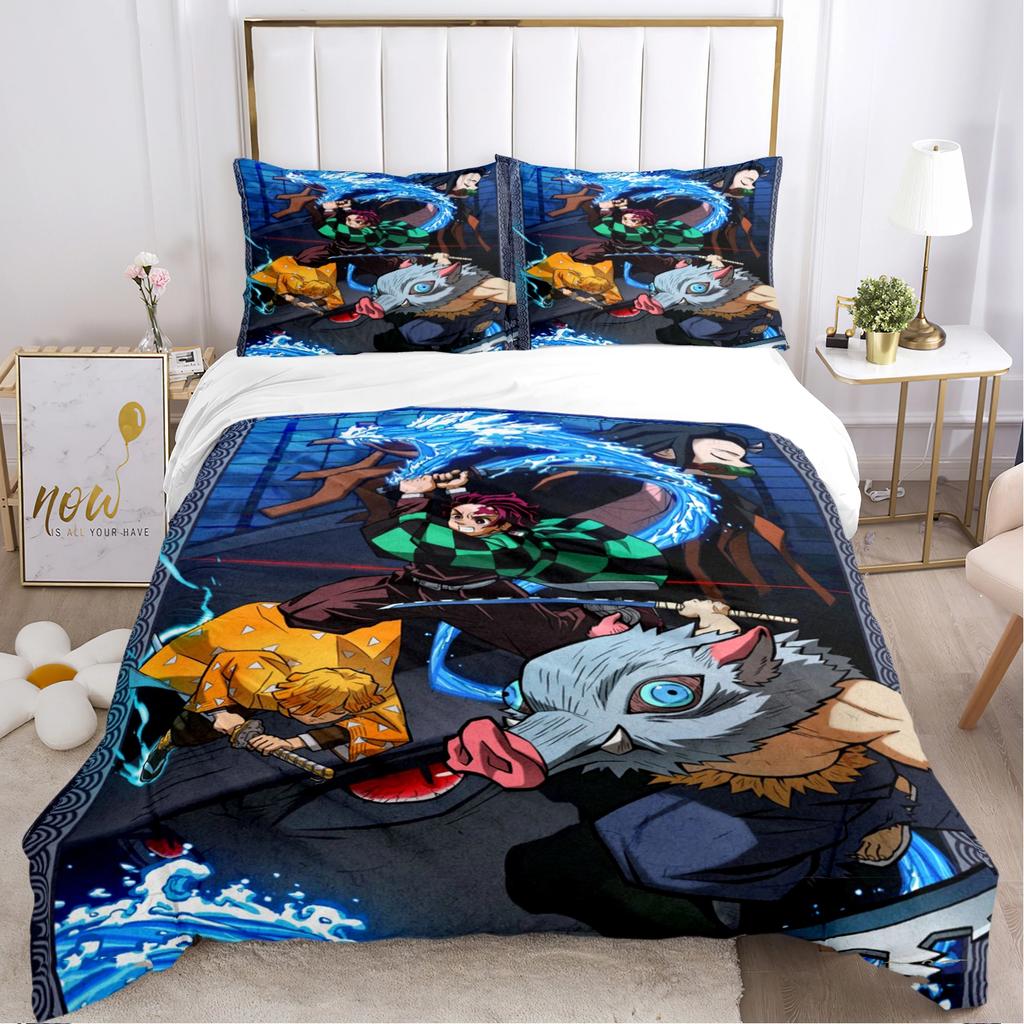 Comforter 3D Printing Demon Slayer Cartoon All Season Comforter Bedding Sets Soft And S Boy Single/Doubl