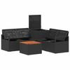 Sofa Set 6 Pcs Black Poly Rattan and Steel