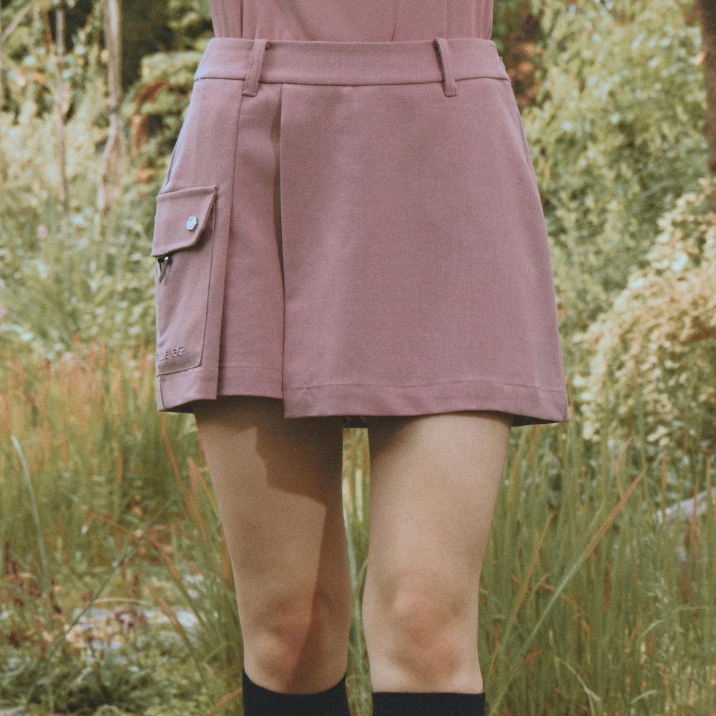 CHALLENGER Women'S Wool Blend Wrap Shorts-Style Culottes With Pocket Details In Indian Pink