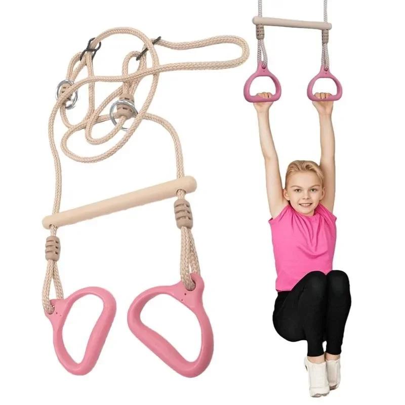 Adjustable Trapeze Swing Gym Bar with Rings Ergonomic Sensory Play Equipment Adults Backyard Playground Outdoor indoor Fitnes