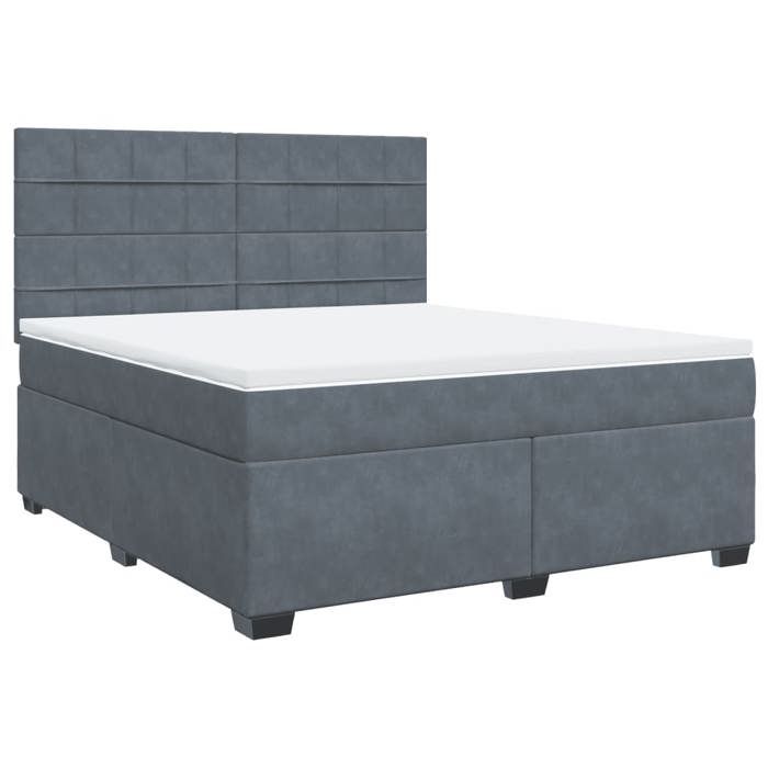 VidaXL Slat Bed Base and Mattress Dark Grey 180x200cm Velvet, Bed, Platform Bed, Panel Bed 3293279