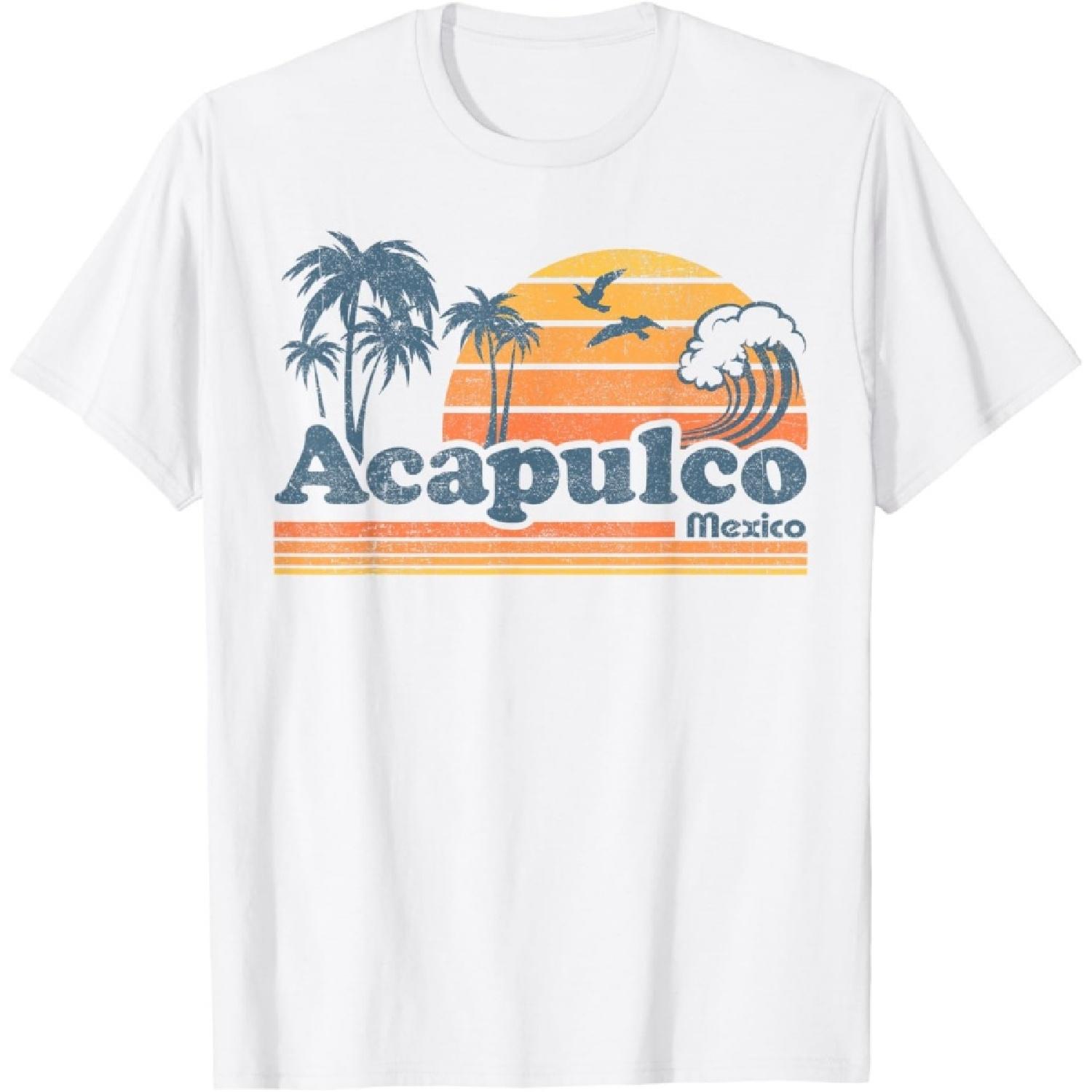 Acapulco Mexico Beach Summer Vacation Sun Vintage 70 s Retro T-Shirt XXXXXL белый
