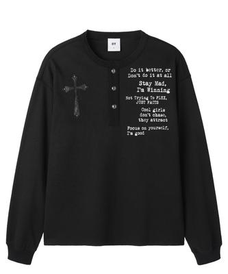 OHY Blessed Henley L/S Top - Black