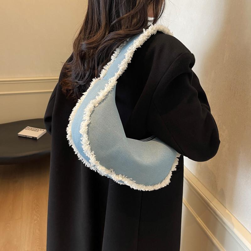 New Stylish Canvas Shoulder Bag For Women In Blue Perfect For Fall Fashion Trends
