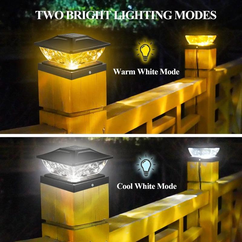 Outdoor Solar Post Cap 2 Modes Fence Light LED Post Lamp Solar Powered Waterproof For Wood Posts Yard Garden Outside