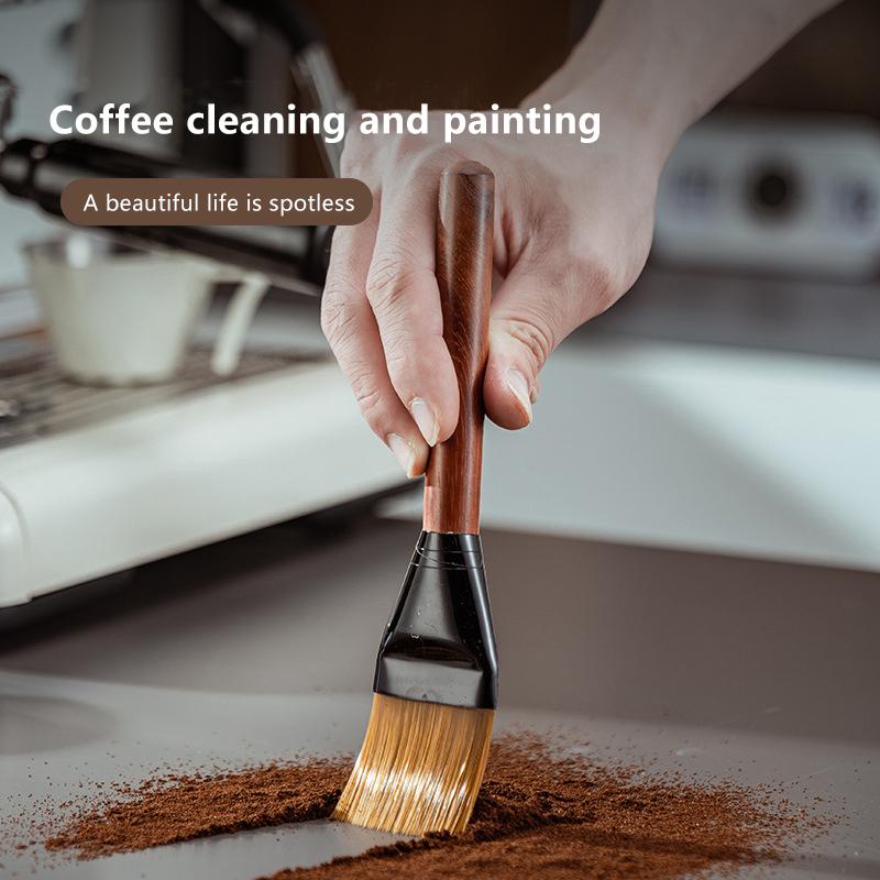 Coffee Brush Grinder Cleaning Tool Bar Counter Powder Home Coffee Brush Remove Coffee Residue Wooden Handle Espresso Brush