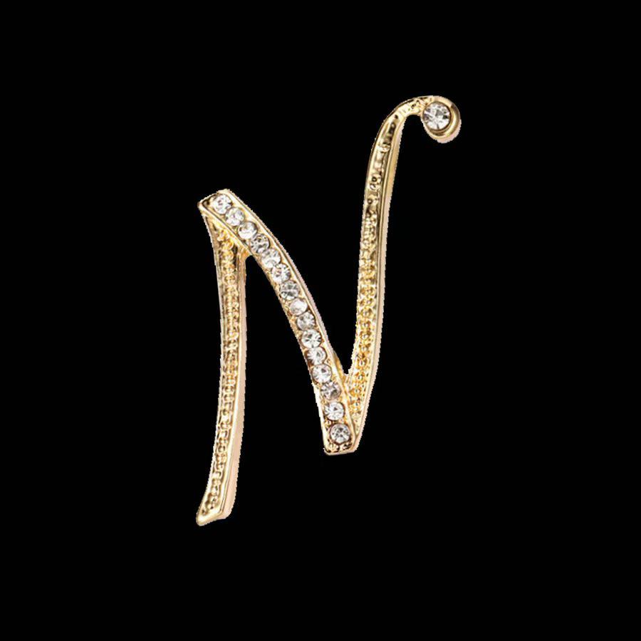 Minimalist Rhinestone Alphabet Brooch: Elegant Geometric Pin for Sweaters or Coats