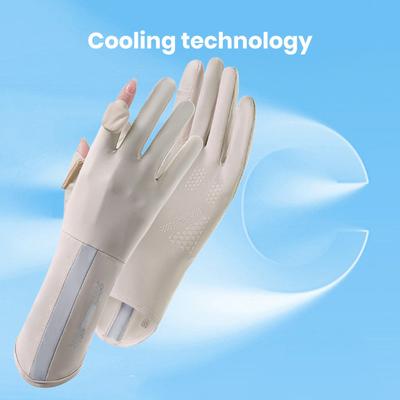 Guanti da ciclismo estivi da donna con protezione solare, touchscreen, a dita intere, per la guida
