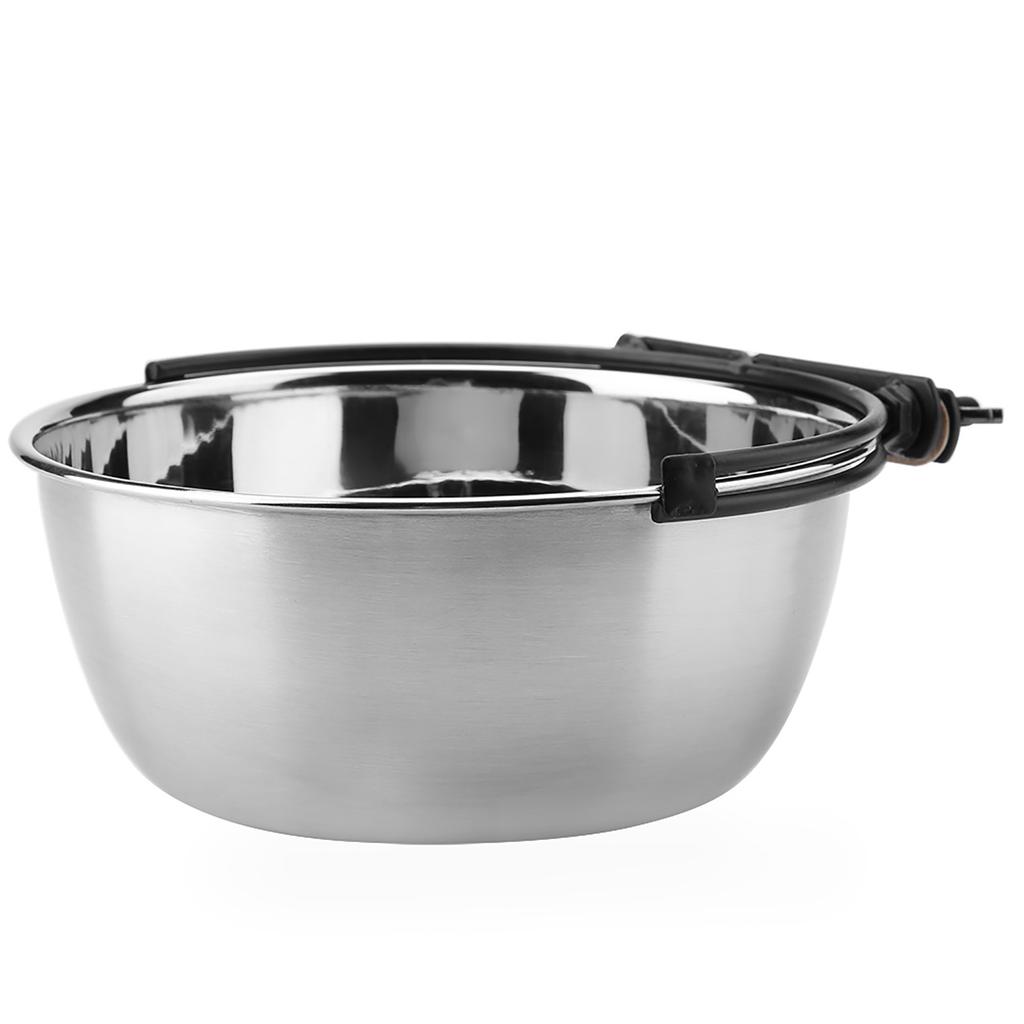Stainless Steel ing Food Water Bowl Feeder for Cat Pet Dog Puppy Crate Cage (S)
