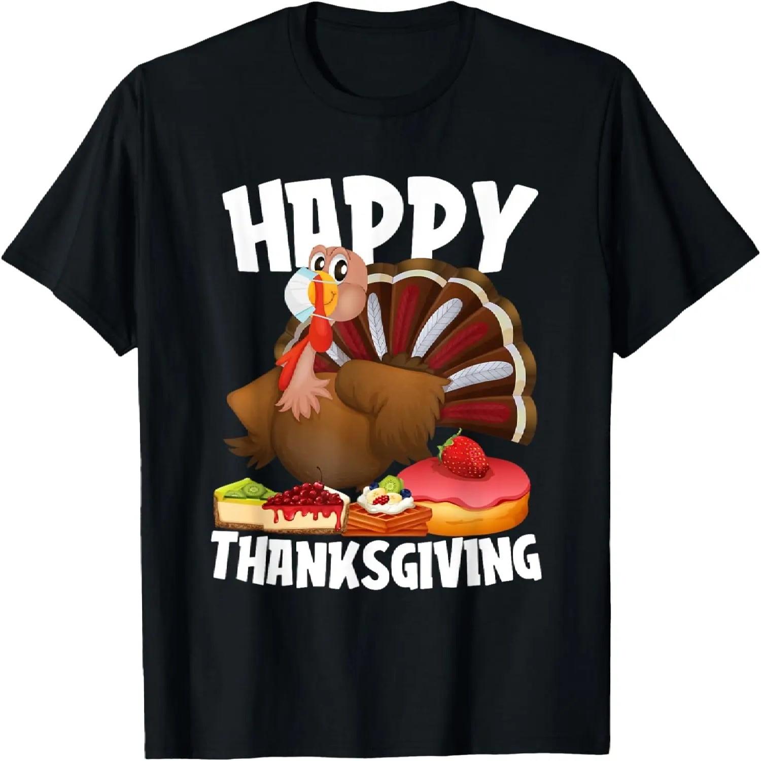 Happy Thanksgiving Turkey Face-Mask Funny Food Lover Gifts T-Shirt S чёрный
