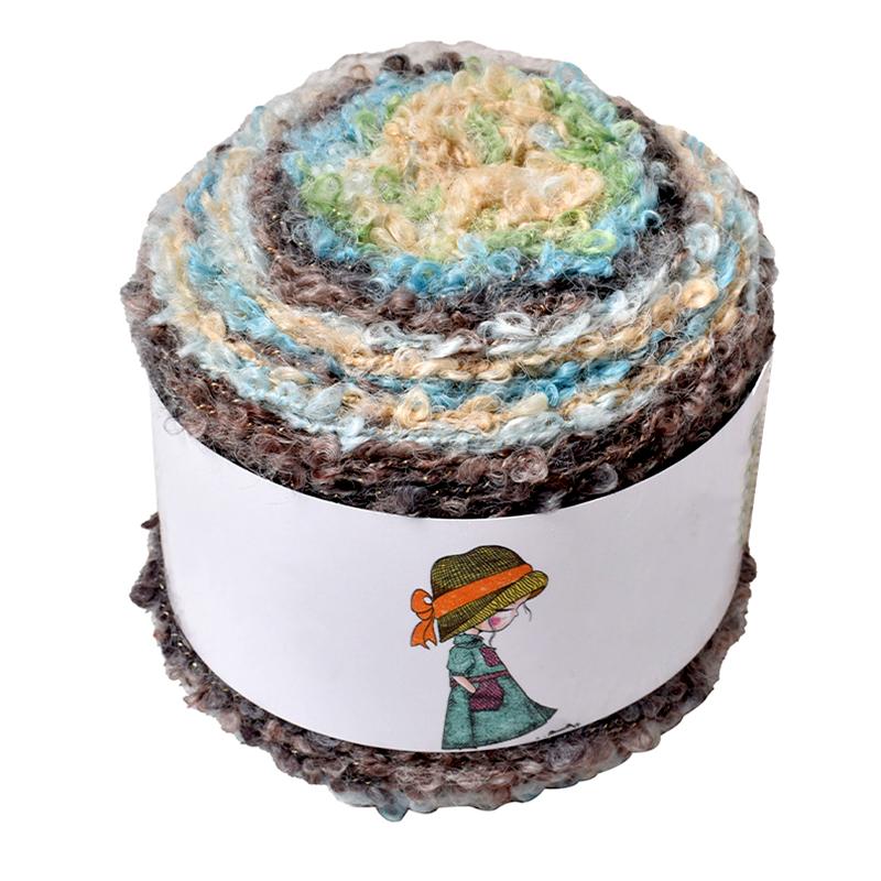 1PC Wool Thread Fashion Crocheted Scarf Warm Color Hand Woven Gradient Oil Painting Retro Style Yarn Ball