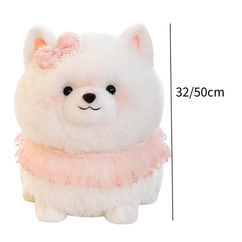 Adorable Pomeranian Plush Dog Toy Realistic Soft Cuddly Stuffed Animal Decoration