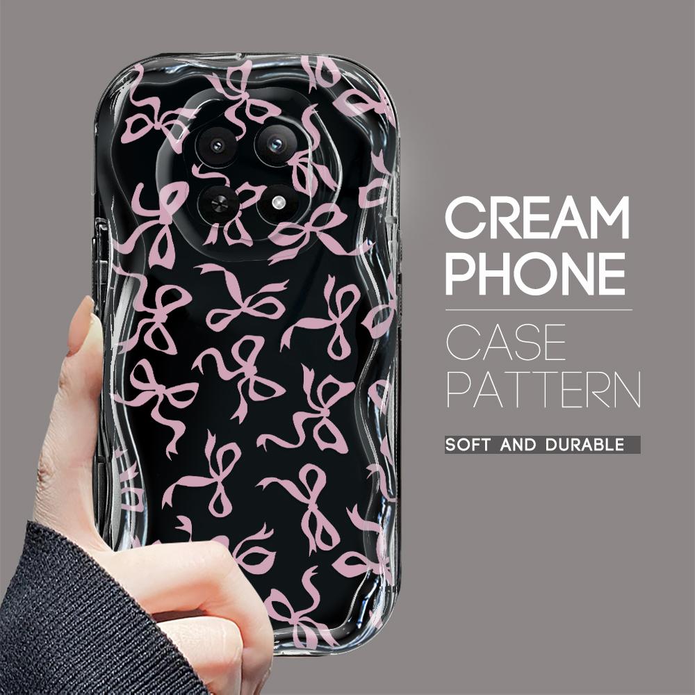 Carcasă cu textura cremă cu model de desene animate, cu margine ondulată, husă din silicon moale pentru telefon pentru OPPO Reno Realme OnePlus Vivo