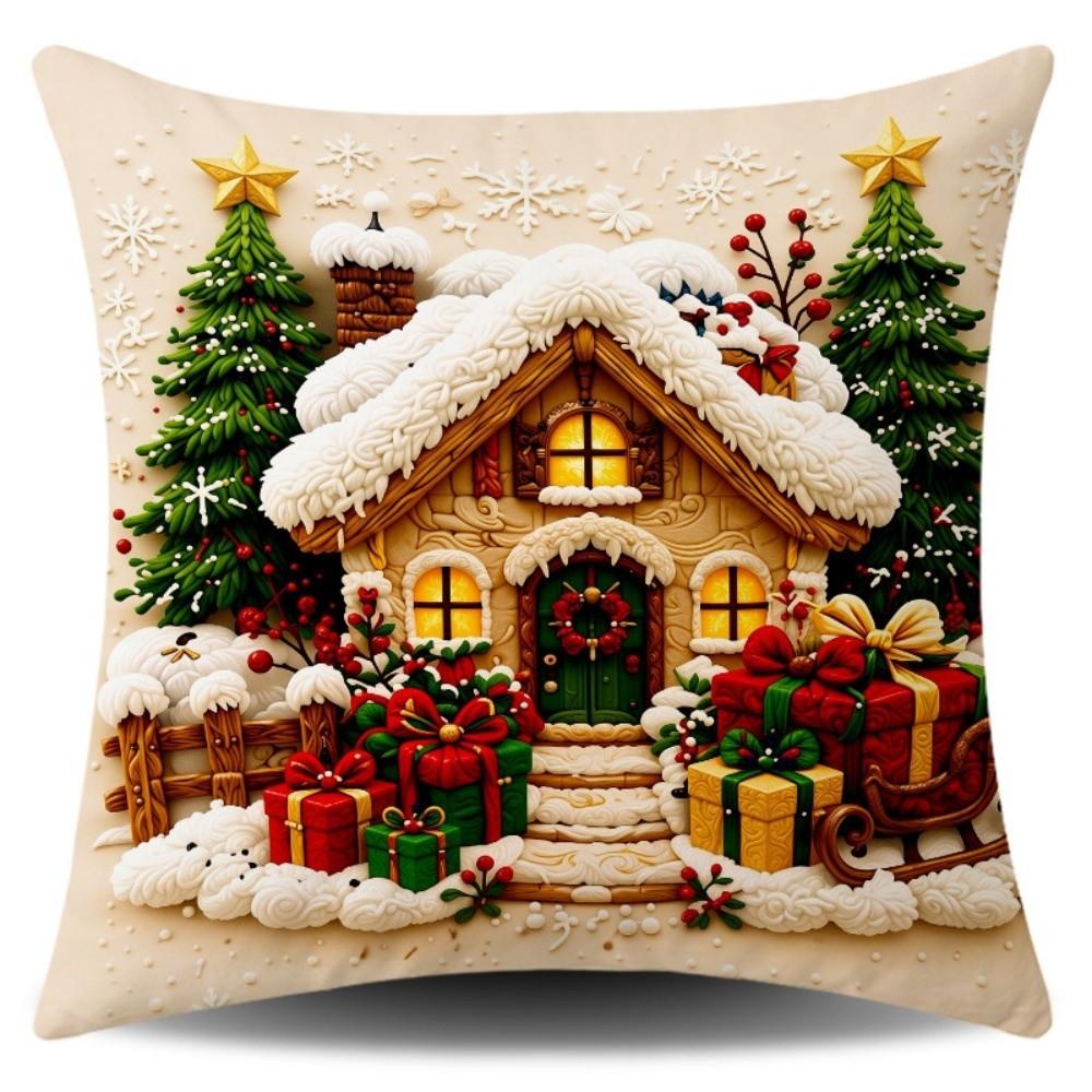 Soft Fabric Christmas Pillow Cover Square Sofa Pillow Case New Holiday Throw Cushion Home Decor