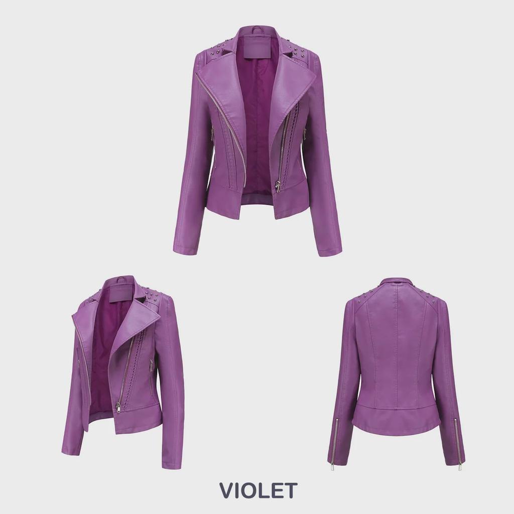 Schlanke Lederjacken für Damen in europäischer Größe – Frühling & Herbst im Motorradstil