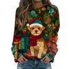 Women's Fashion Casual Long Sleeve Christmas Printed Neck Sweatshirt Top
