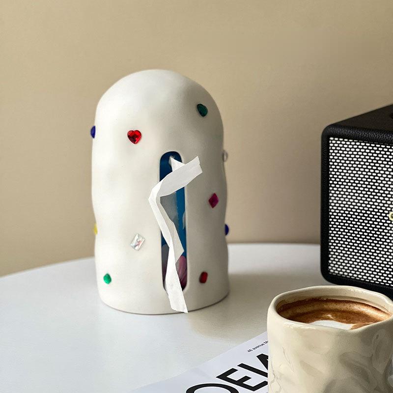 Creative Tissue Box Paper Towel Holder Napkin Drawer Ceramic Drawer Box Tissue Holder Living Room Decoration Ornaments