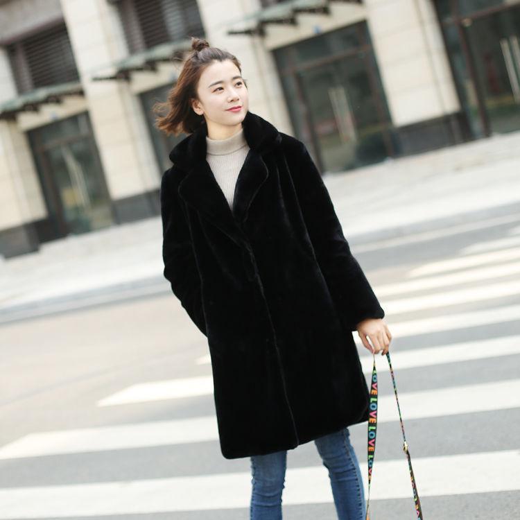 Autumn and winter new imitation mink hair imitation fur coat women's medium and long slim-fitting cotton woolen coat coat