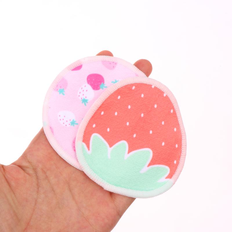 10 Pcs Makeup Remover Pads Washable Double-Layer Strawberry Print Cleaning Cotton Reusable Facial Make Up Removal Pads Tool