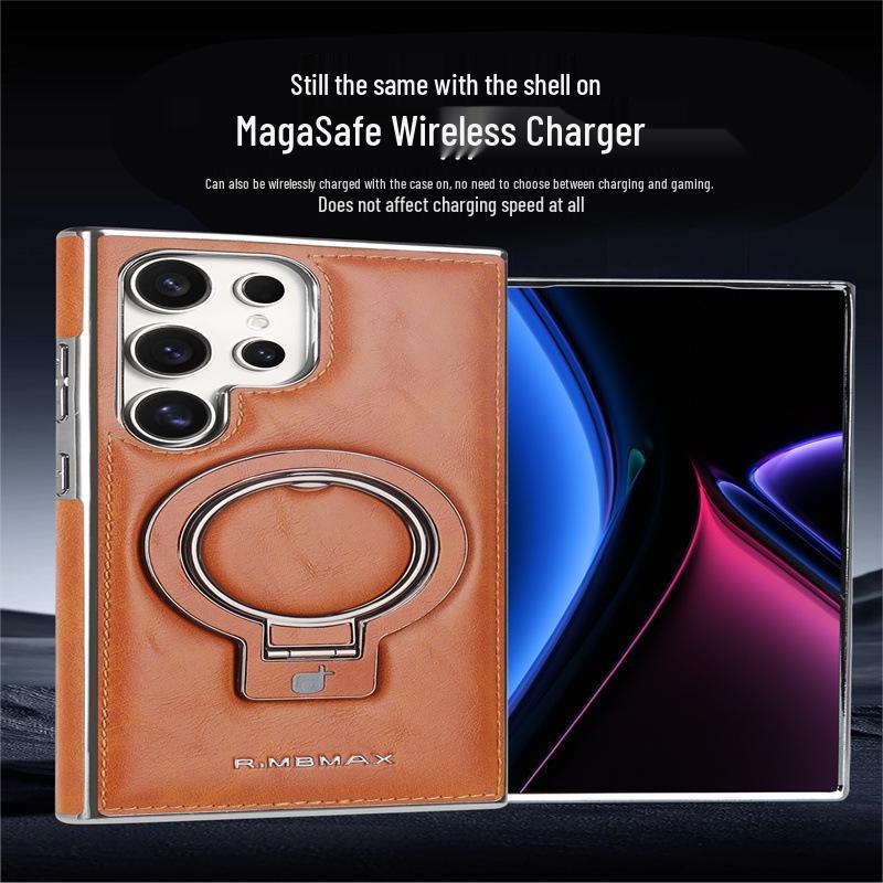 Samsung S26 Ultra Leather Magnetic Stand & Drop-proof Racket Case