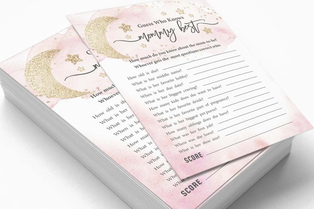 Inkdotpot 50A  Advice CardsA  For Baby Shower Game Glitter Star Advice For New Mom & Dad Gender Reveal Boy Or GirlA  Party