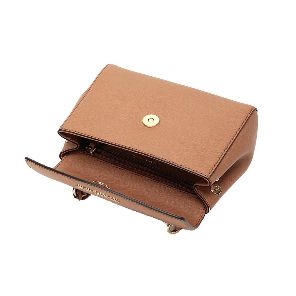 Michael Kors MK Ava Solid Color Flap Vintage Versatile Commuter Logo Pendant Leather Tote Shoulder Crossbody Bag Mini Women Bags 32F5GAVC1L-203