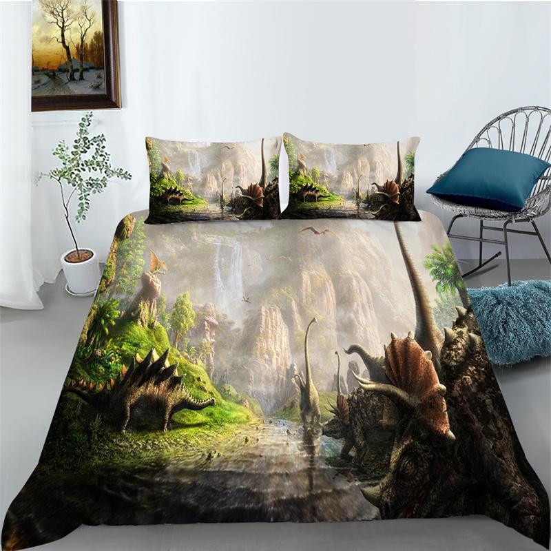 Dinosaurus 3D tisk Povlak na přikrývku King Size Povlečení Polyester Kreativní domácí sada povlečení Sada povlečení pro děti