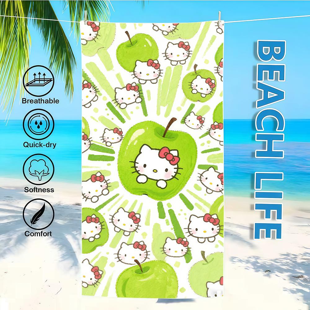 Towel Apple Green K-KittyS-ES Textile H-HelloS-ES Bathrobe Beach Quick-Drying Lightweight Portable Camping Swim SRO Pool Travel