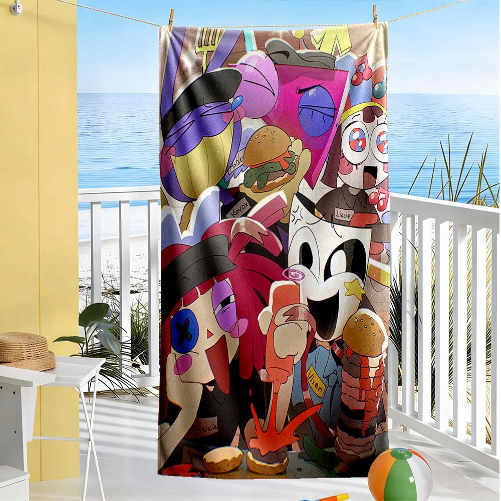 Digital Circus Beach Towel Super Soft Microfiber Quickdry Fabric Comfortable Lightweight