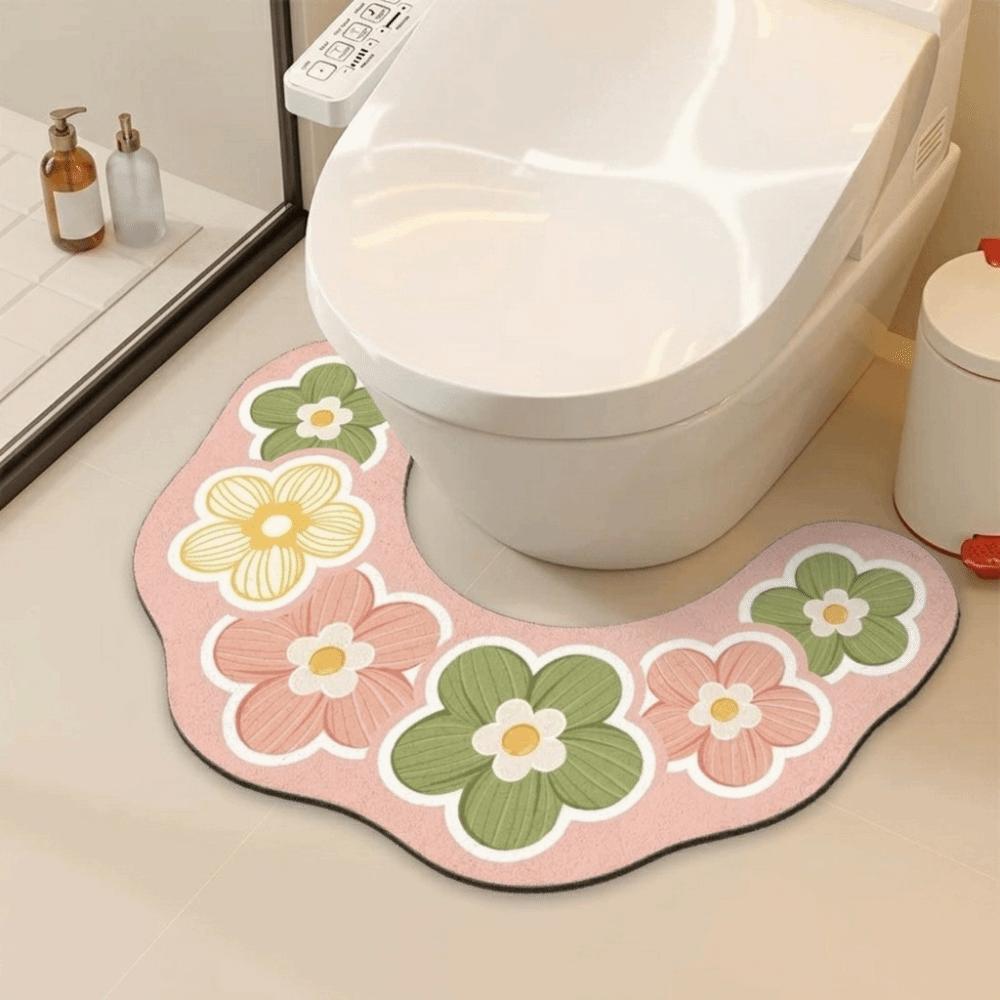 Quick Drying Toilet Mat Water Absorbing U-shaped Floor Mat Beautiful Door Mat Carpet Toilet Room