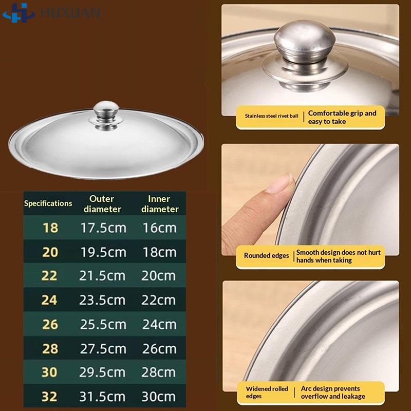 10-32Cm Stainless Steel Round Pot Lid Universal Replacement Frying Pan Cover Smooth Edge Dishwasher Safe For Skillet Wok Pot