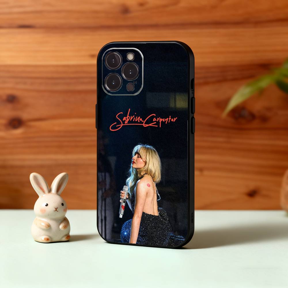 S-Sabrina Carpenter Singer Phone Case For iPhone17 16 15 14 13 12 11 Pro Max Plus,5G Soft Black Case