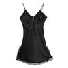 Alluring Lace Camisole Nightgown Pajamas with Chest Pads - Sexy V-Neck, Slit Style for Women