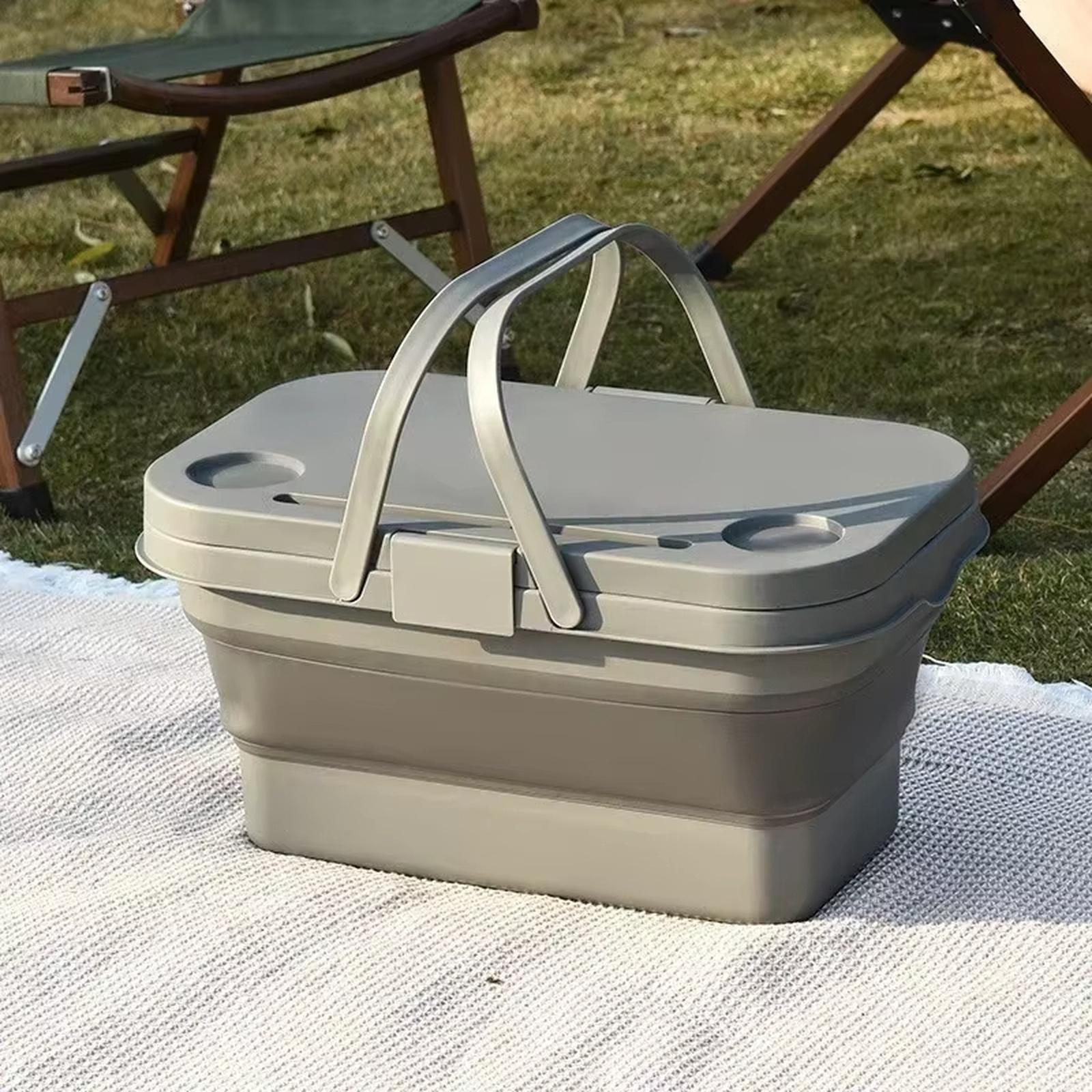 Foldable Outdoor Picnic Basket Portable Large Capacity Camping Storage Basket one size