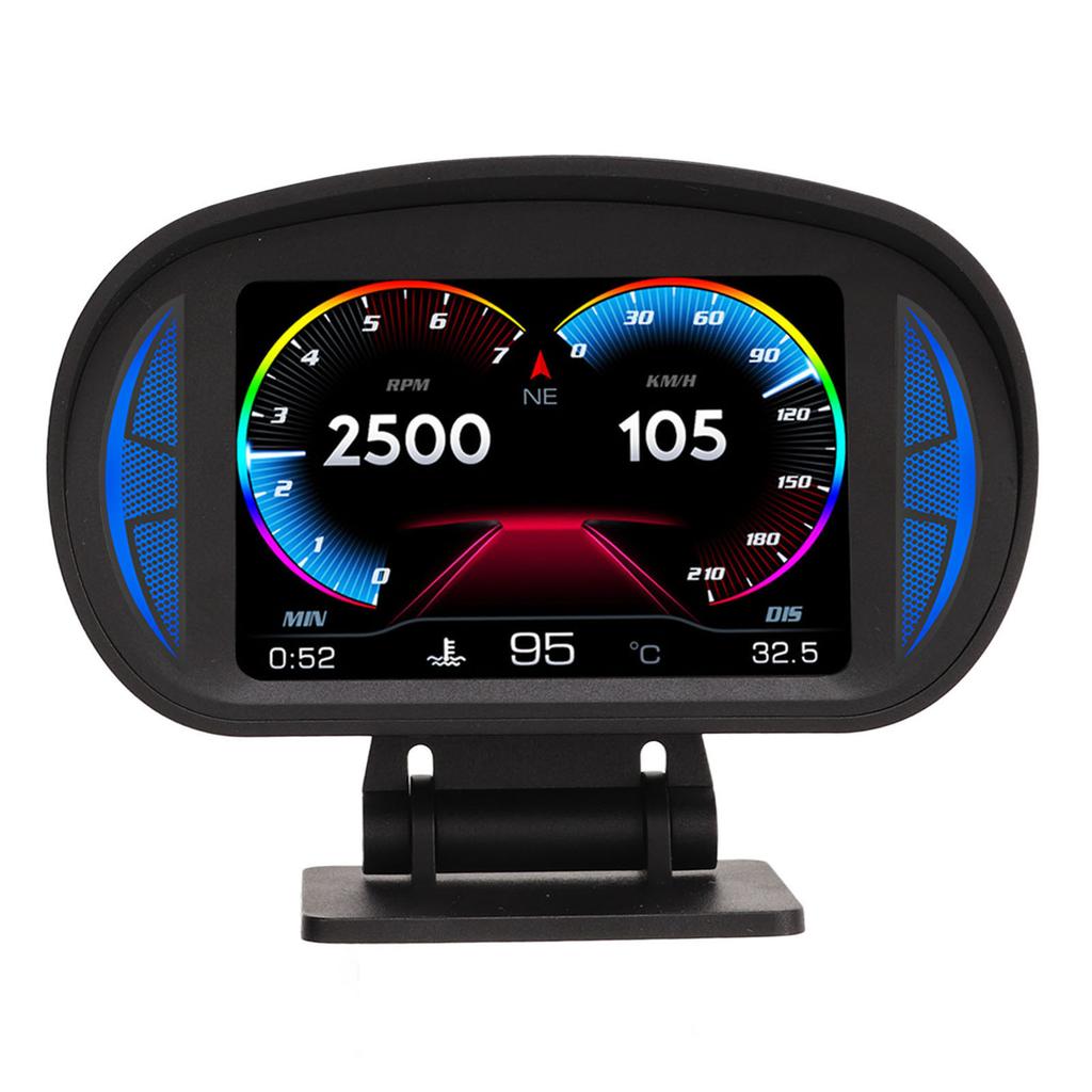 Car HUD Display OBD2 GPS Mode with Inclinometer Compass Speed RPM Warning Function Universal for Cars