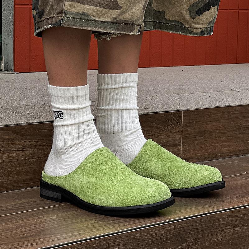 Korean version 2025 fashion retro thick heel bag head half slippers spring and summer French evening wind lazy muller single shoes