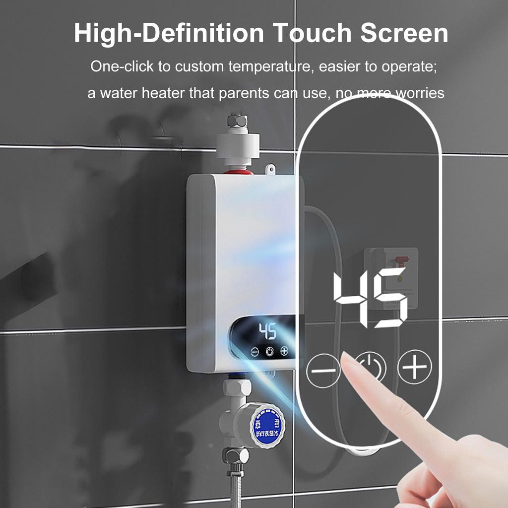Tankless Water Heater, 5500W Electric Water Heater with LED Touchscreen, Compact Digital Temperature Control Hot Water System for Bathroom Kitchen