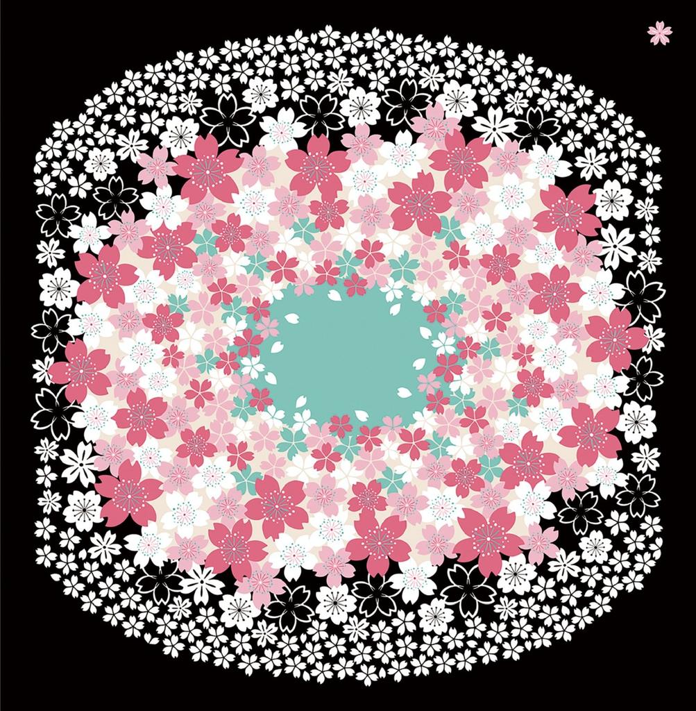 Maeda Senko Hanagoromo Large Furoshiki Sakura Black 110458 Made in Japan 100% Cotton Approx. 107x105cm (Japan domestic version)