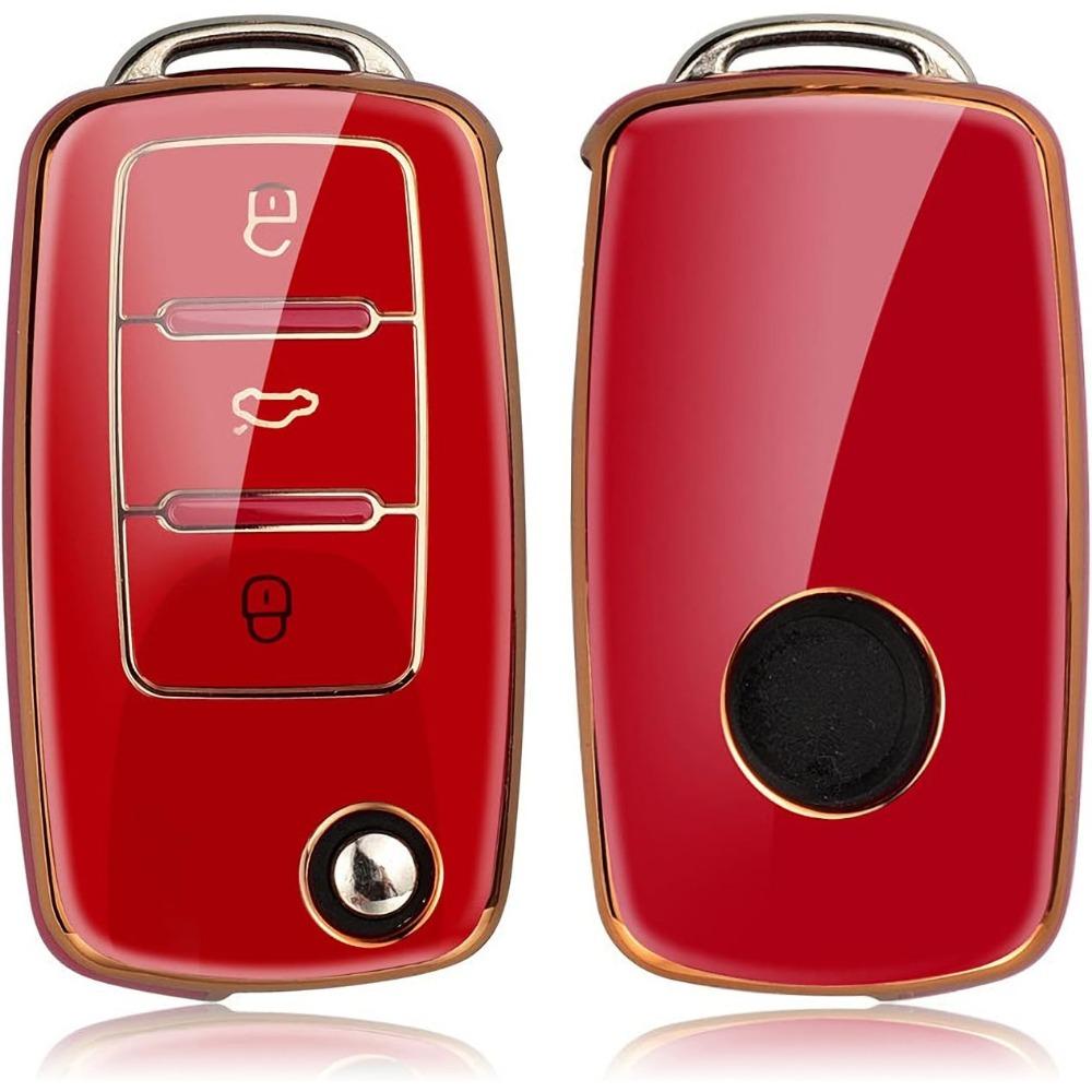 Volkswagen Schlüsselanhänger-Abdeckung, hochwertiger weicher TPU 360 Grad Schutz Schlüsselanhänger-Abdeckung Volkswagen Jetta Golf Polo MK6 Passat Tiguan Schlüsselanhänger