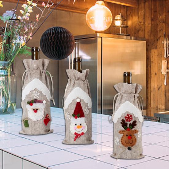 Red Wine Bag Decorative Reindeer Snowflake Christmas Style Fine Workmanship Table Decorations Ornamental Christmas Champagne Holder Cover