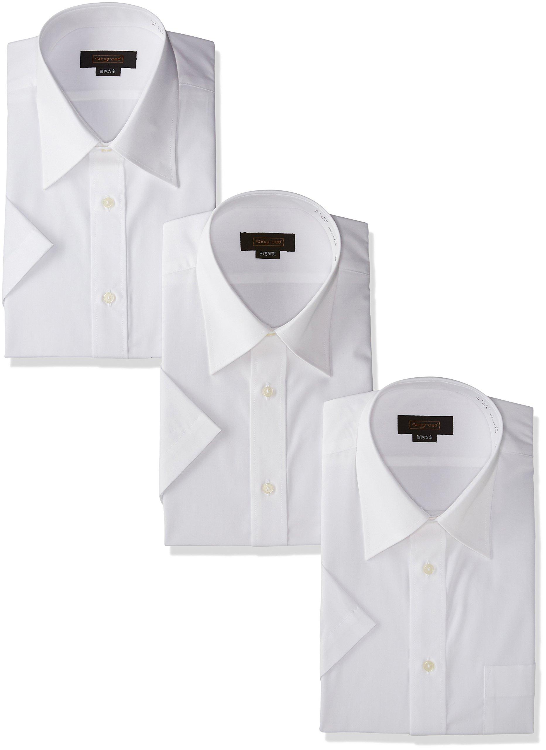 

Short sleeve regular white dress stable no high percentage cotton regular fit neck circumference 43cm [Sting Road] 3-piece set, collar, shirt, shape, белый