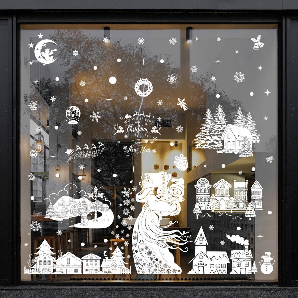 Christmas Stickers Santa Claus Snowman Snow House Sling Ball Pendant Christmas Party Decoration