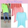 Elegant Women's Fashion Loose Medium Sleeve T-shirt Spring Blouse Casual Cotton Shirt