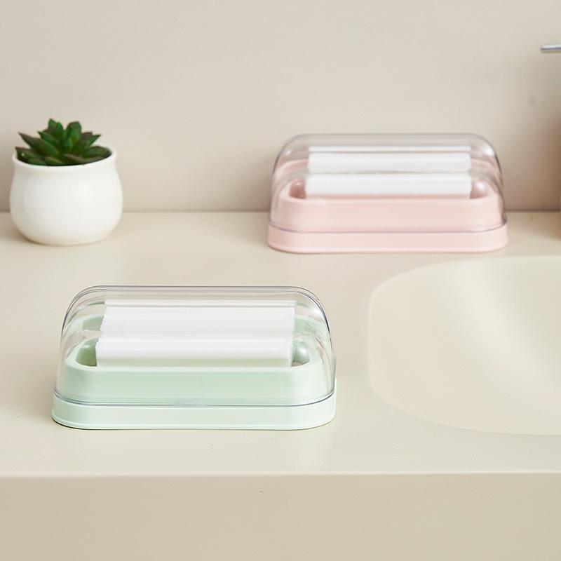 Drain Soap Box Double-layer Covered Student Dormitory Toilet Bathroom Soap Box Station Soap Box Household