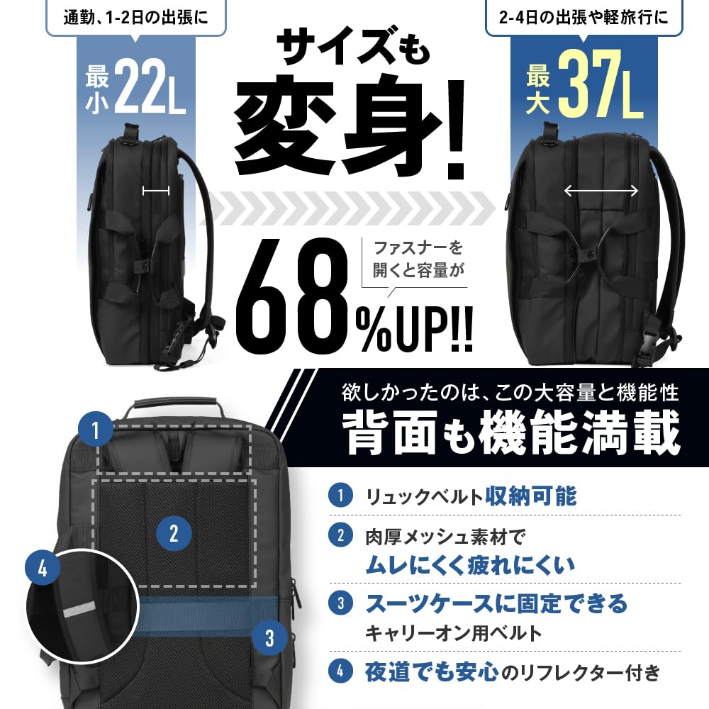 Business Business Backpack Business Bag Bag Backpack Large Capacity Water Repellent Waterproof Expandable Laptop PC Commuting Business Trip Travel