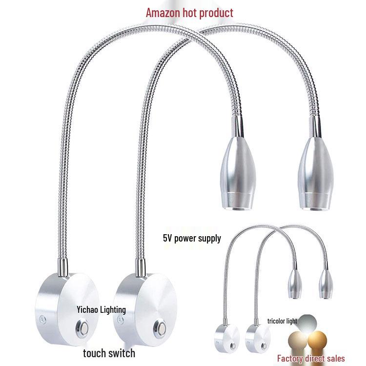 Smart Touch LED Gooseneck Wall Light with Stepless Dimming & Eye Protection