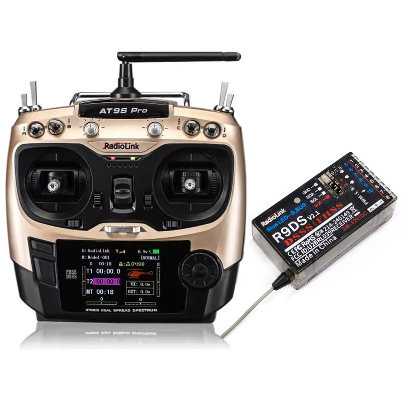 RadioLink AT9S PRO Remote Control 2.4G 10/12CH  DSSS FHSS Transmitter with R9DS Receiver for RC Model Airplane Drones