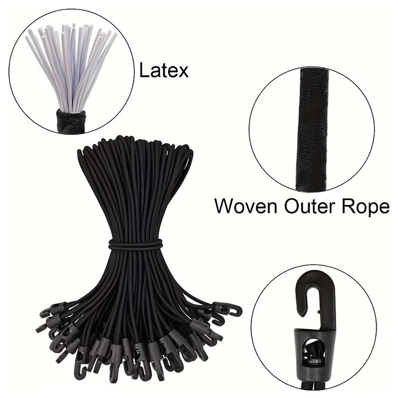 10/50Pcs Bungee Cord With Hooks High Elasticity Expander With Hooks Rubber Tensioner With Hooks For Camping Tarpaulin