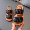 Mädchen Sandalen Geflochtene offene Zehenpartie Mode Urlaub Sommer Kinder Flache Schuhe Einfarbig Bequeme Outdoor Anti-Rutsch Kinder Slider